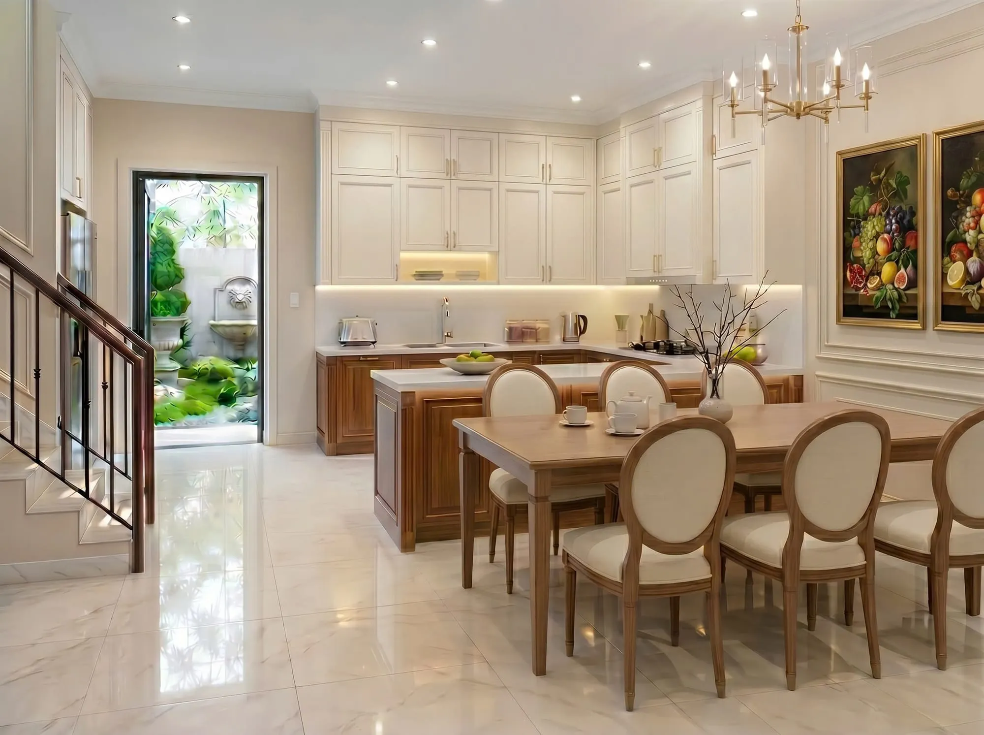Bếp có đảo bếp phong cách cổ điển