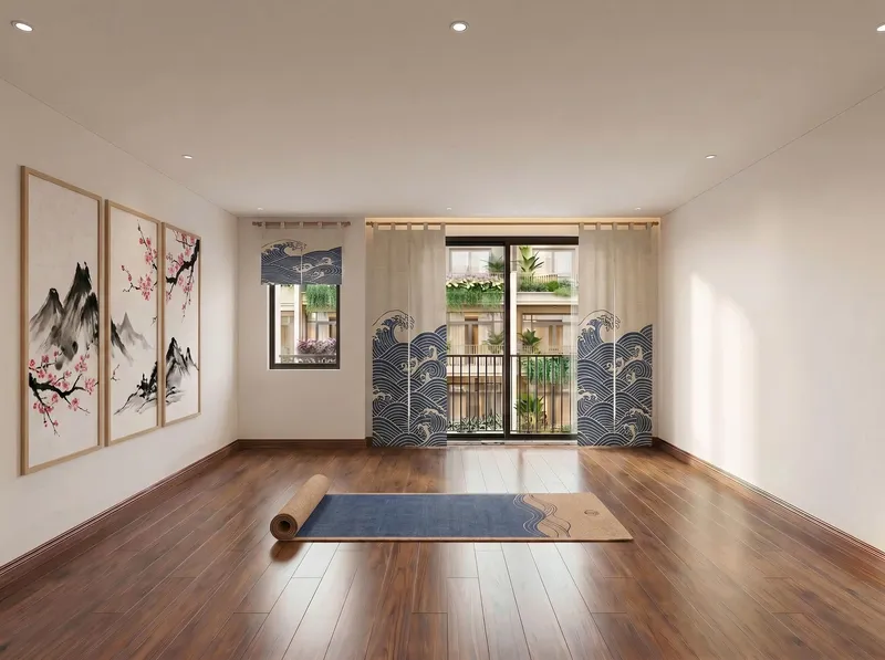 Phòng đa năng tầng 4 với thảm yoga